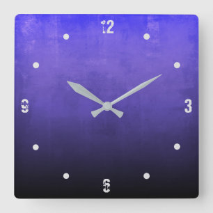 Blue Purple Black Modern Rustic omber Abstract Square Wall Clock