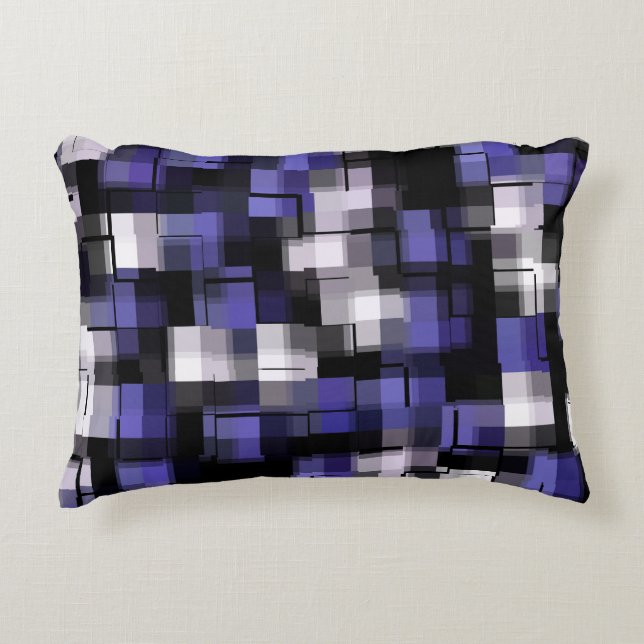 Blue Purple Black White Trendy Decorative Cushion (Front)