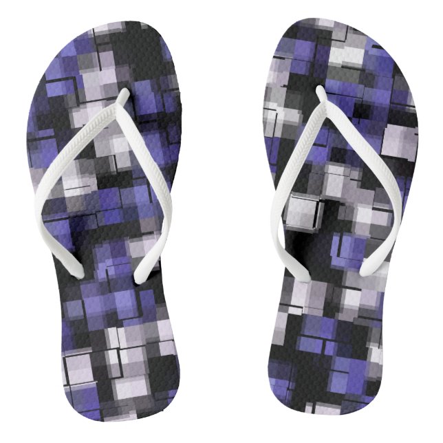 Blue Purple Black White Trendy Flip Flops (Footbed)