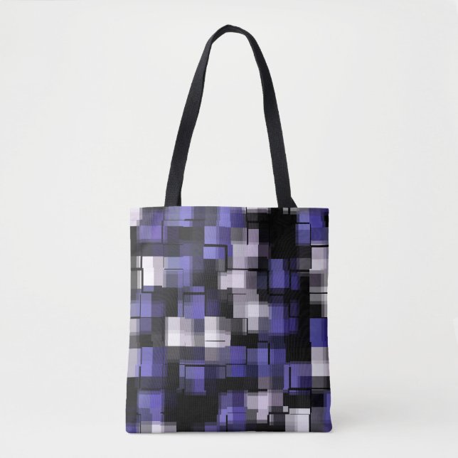 Blue Purple Black White Trendy Tote Bag (Front)