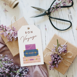 Blue Purple Bon Voyage Party Favour Tag