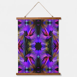 Blue Purple Brush Swirls Abstract Art Hanging Tapestry