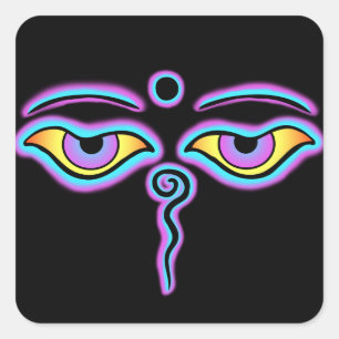 Blue & Purple Buddha Eyes.png Square Sticker