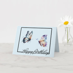 Blue Purple Butterflies Birthday  Card