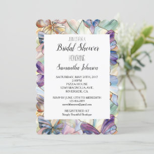 Blue Purple Butterflies Bridal Shower Invitation