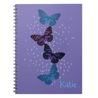 Blue purple butterflies  notebook