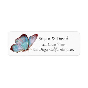 Blue Purple Butterfly Insect Address Label