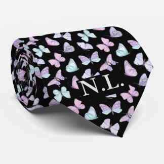 Blue Purple Butterfly Pattern Wedding Tie