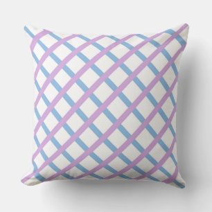 Blue Purple Chequered Diamond Stripes Pattern Cushion