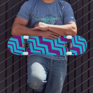Blue Purple Chevron Zigzag Design Skateboard