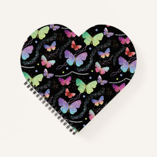 Blue Purple Chic Butterflies Pattern Notebook
