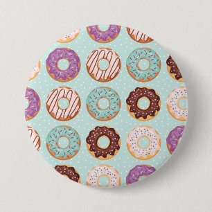  Blue, Purple, Chocolate Iced Doughnuts Bakery Tre 7.5 Cm Round Badge