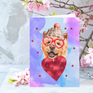 Blue Purple Chow Chow Valentine's Day Gift Dog Card