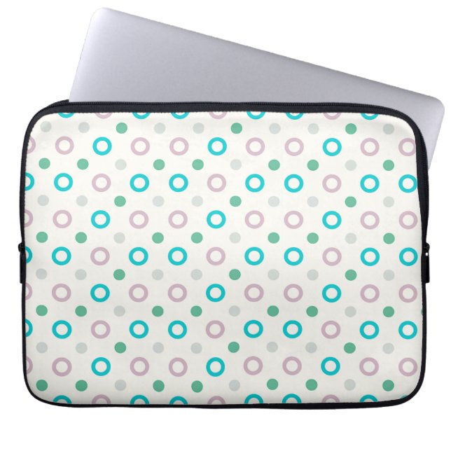 Blue & Purple Circle Dot Retro Design Laptop Sleeve (Front)