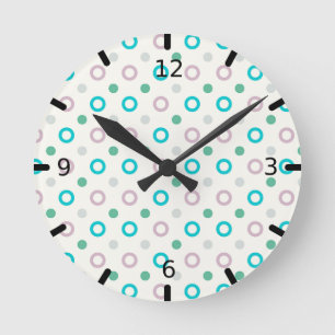 Blue & Purple Circle Dot Retro Design Round Clock