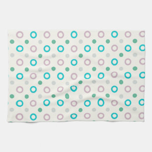 Blue & Purple Circle Dot Retro Design Tea Towel