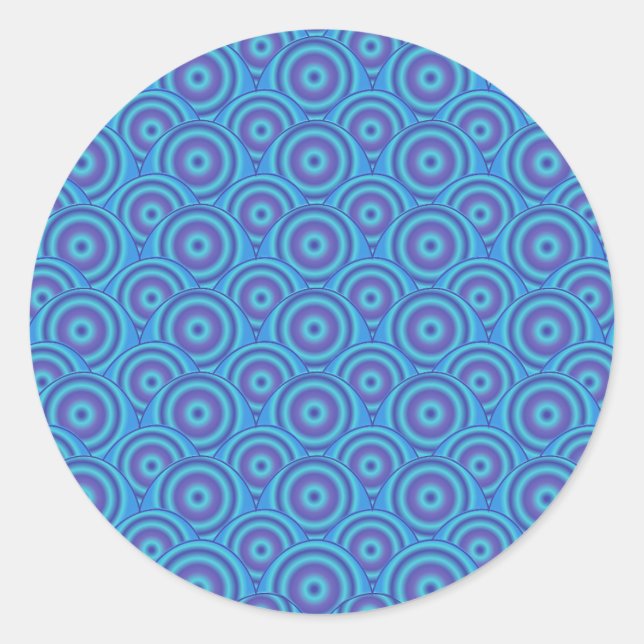 Blue & Purple Circles Fun on Blue! Seamless Classic Round Sticker (Front)