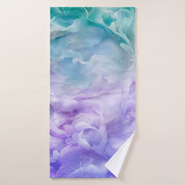 Blue & purple cloud swirl bath towel (Bath Towel)