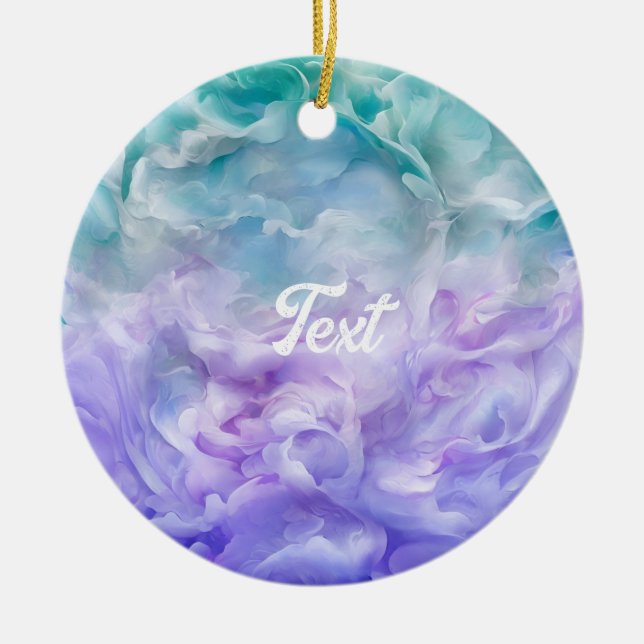 Blue & purple cloud swirl ceramic tree decoration (Front)