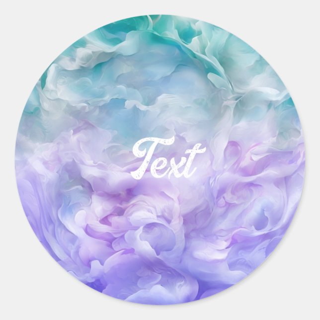 Blue & purple cloud swirl classic round sticker (Front)