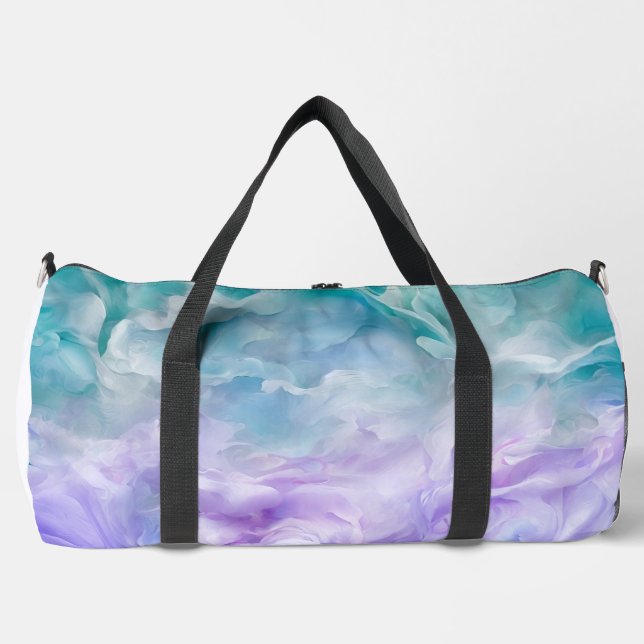 Blue & purple cloud swirl duffle bag (Front)