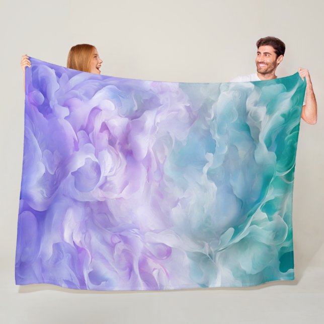 Blue & purple cloud swirl fleece blanket (In Situ)