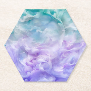 Blue & purple cloud swirl paper coaster