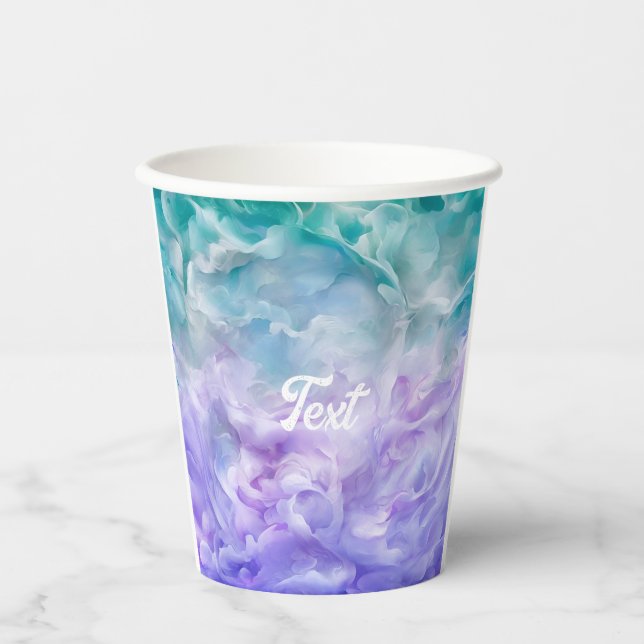 Blue & purple cloud swirl paper cups (Front)