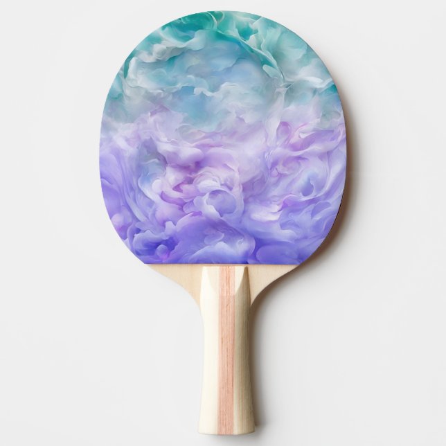 Blue & purple cloud swirl ping pong paddle (Front)
