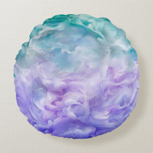 Blue & purple cloud swirl round cushion