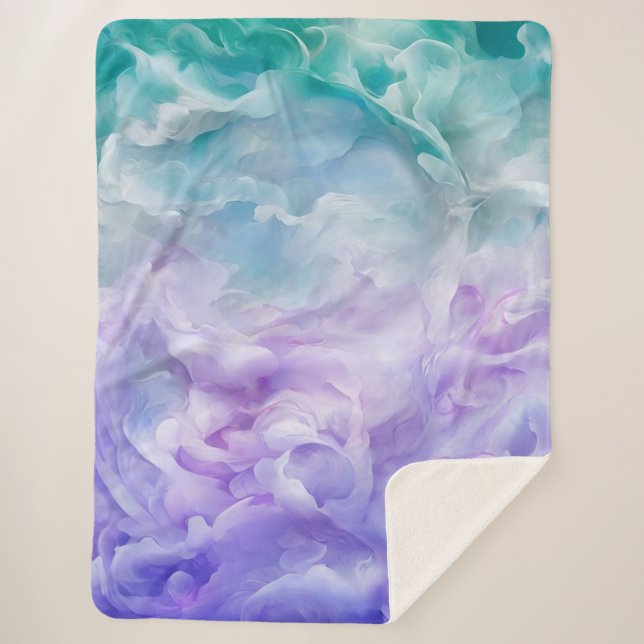 Blue & purple cloud swirl sherpa blanket (Front)