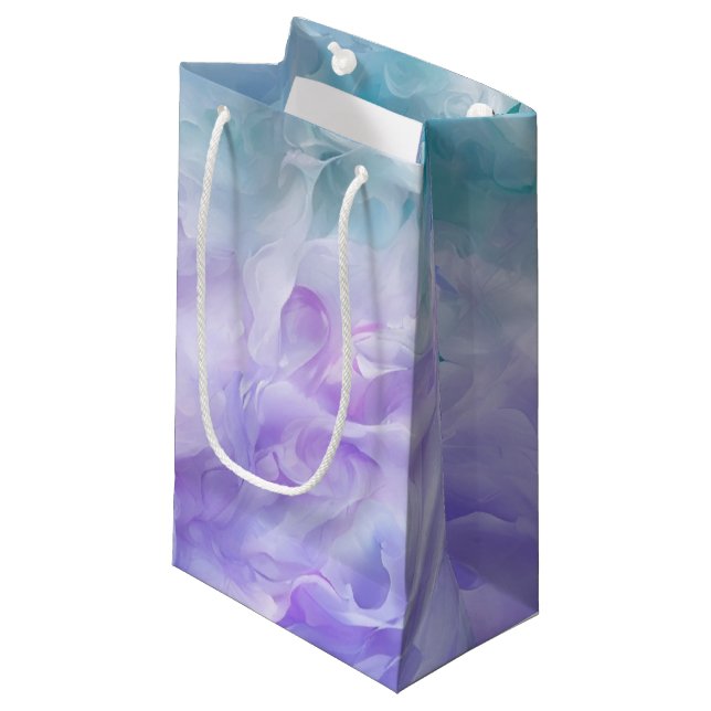 Blue & purple cloud swirl small gift bag (Front Angled)