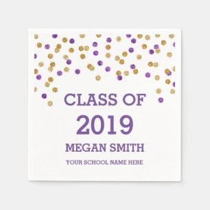 Blue Purple Confetti Class of 2019 Graduation Napkin