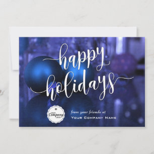 Blue & Purple Corporate Happy Holidays Holiday Card
