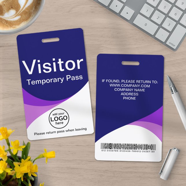 Blue Purple Corporate Visitor Pass ID Barcode Badge (Creator Uploaded)