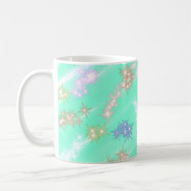 Blue purple curvy shapeslines wavy pattern design  coffee mug (Left)