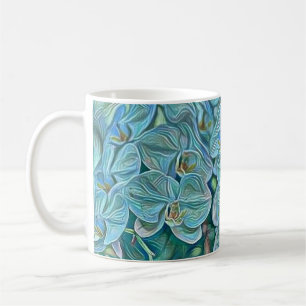 Blue purple cute orchid flowers painting  coffee mug
