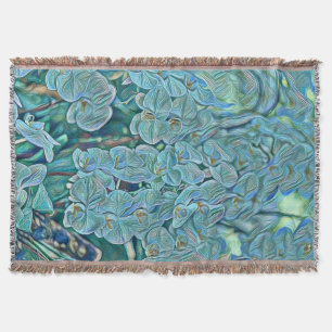 Blue purple cute orchid flowers painting throw blanket