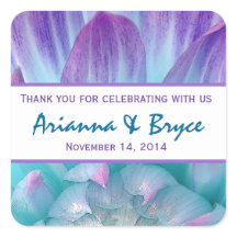 Blue Purple Dahlia Flower Wedding Thank You 004F