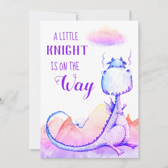 *~* Blue Purple Dragon Baby Boy Shower Invitation (Front)