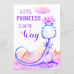 *~* Blue Purple Dragon Baby Girl Shower Invitation
