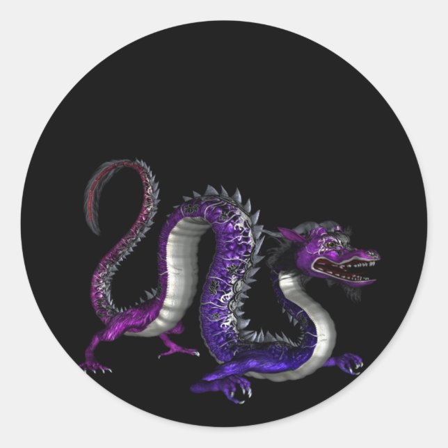 Blue Purple Dragon Design 2 :: Fantasy Stickers (Front)