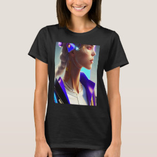 Blue Purple Dynamic Multicolor Woman Look Glam T-Shirt