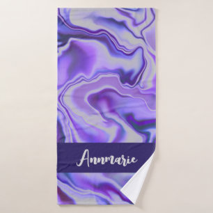 Blue & Purple Elegant Marble Abstract Personalised Bath Towel