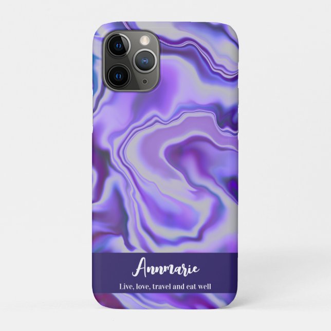 Blue & Purple Elegant Marble Abstract Personalised Case-Mate iPhone Case (Back)