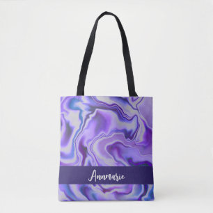 Blue & Purple Elegant Marble Abstract Personalised Tote Bag