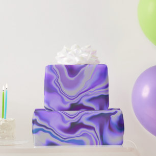 Blue & Purple Elegant Marble Digital Abstract Wrapping Paper
