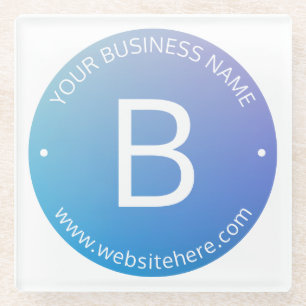 Blue & Purple Fading Ombre with Editable Text Glass Coaster