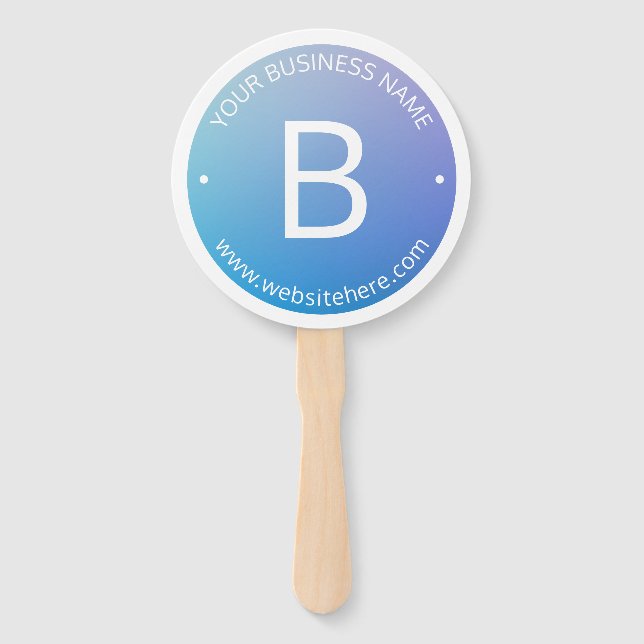 Blue & Purple Fading Ombre with Editable Text Hand Fan (Front)