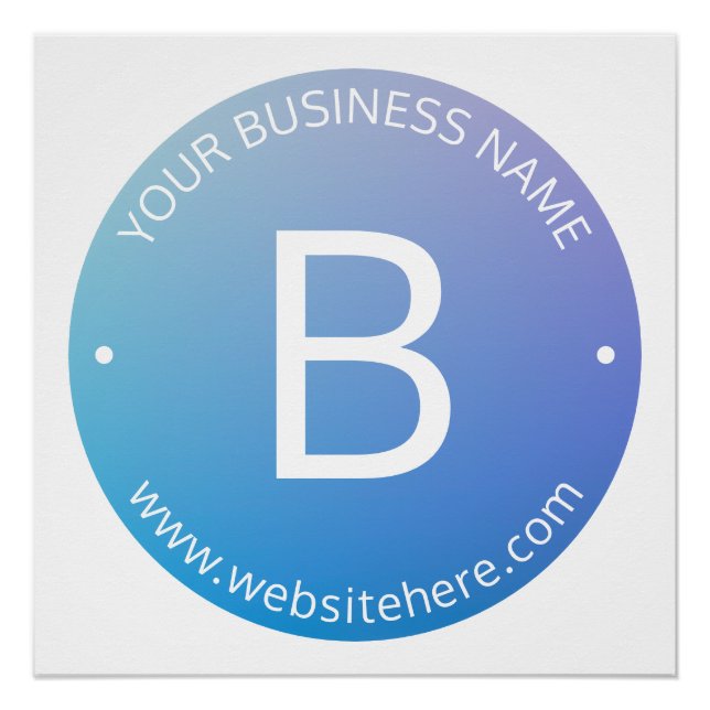 Blue & Purple Fading Ombre with Editable Text Poster (Front)